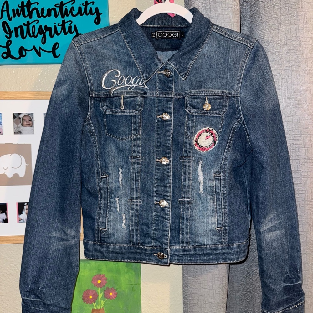 COOGI Kids Embroidered Denim Jacket - Dark Blue